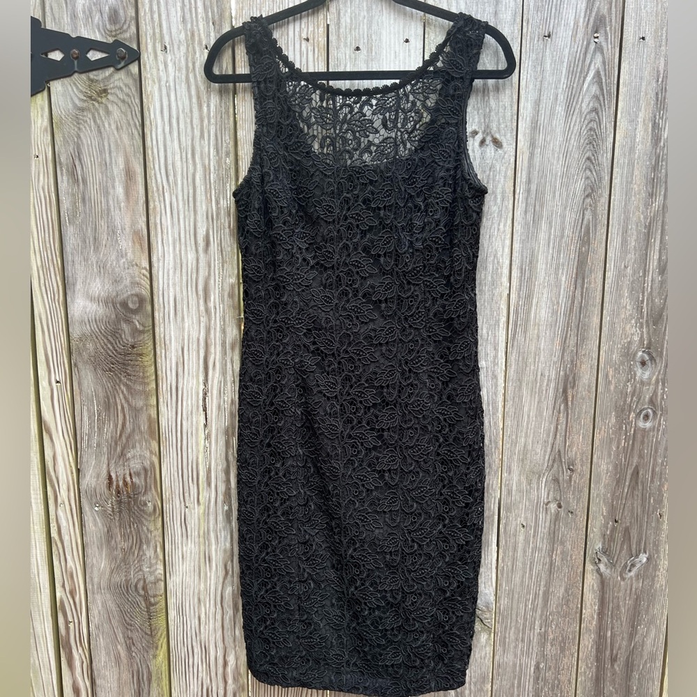 WHITE HOUSE BLACK MARKET Crochet Lace Black Midi Dress Sleeveless Women’s  10